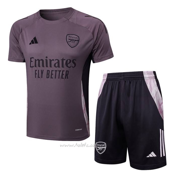 Chandal del Arsenal Manga Corta 2024-2025 Gris Purpura - Pantalon Corto